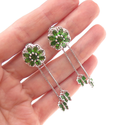 Chuck Clemency 925 Sterling Silver Enamel Real Peridot Butterfly Dangle Earrings