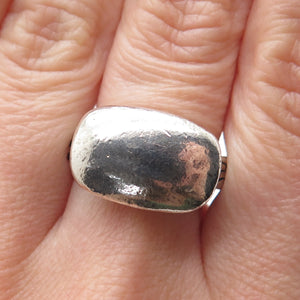 925 Sterling Silver Vintage Modernist Wheat Link Oxidized Ring Size 7.75