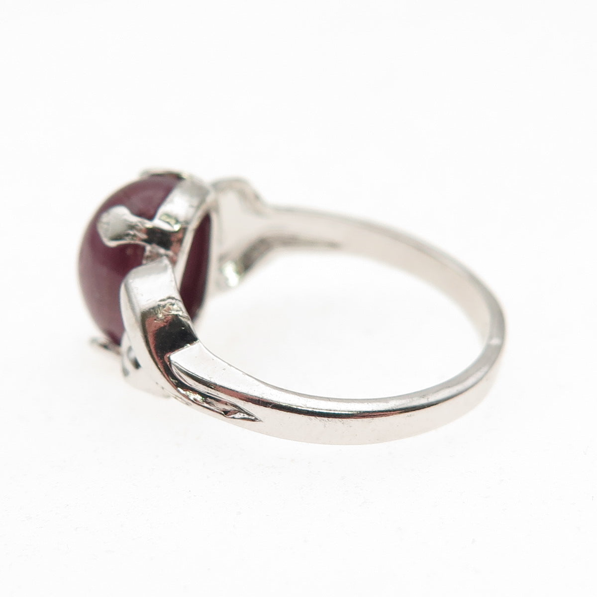Vargas 925 Sterling Silver Antique Art Deco Real Ruby Floral Ring Size 4.5