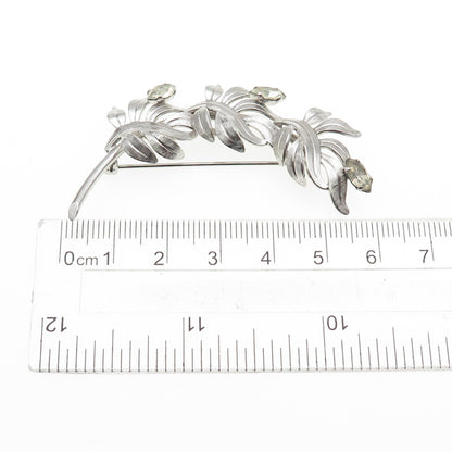 A&Z HAYWARD 925 Sterling Silver Antique Art Deco Rhinestone Floral Pin Brooch