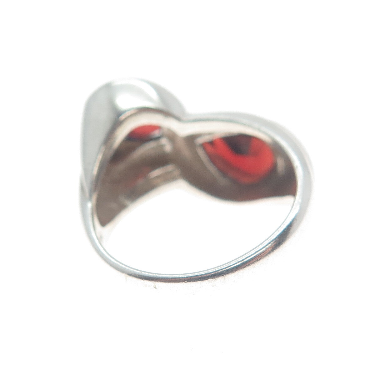 KABANA 925 Sterling Silver Vintage Red Garnet Gem Infinity Ribbed Ring Size 6.5