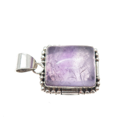 925 Sterling Silver Vintage Real Amethyst Beaded Charm Pendant