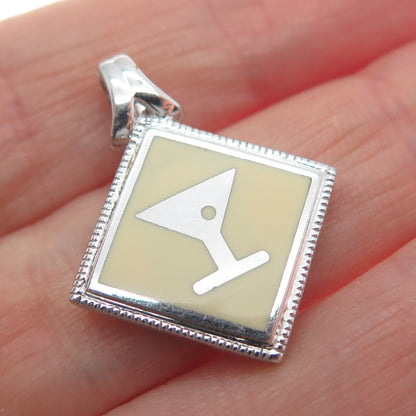 ORIGAMI OWL 925 Sterling Silver Enamel Martini Glass Charm Pendant
