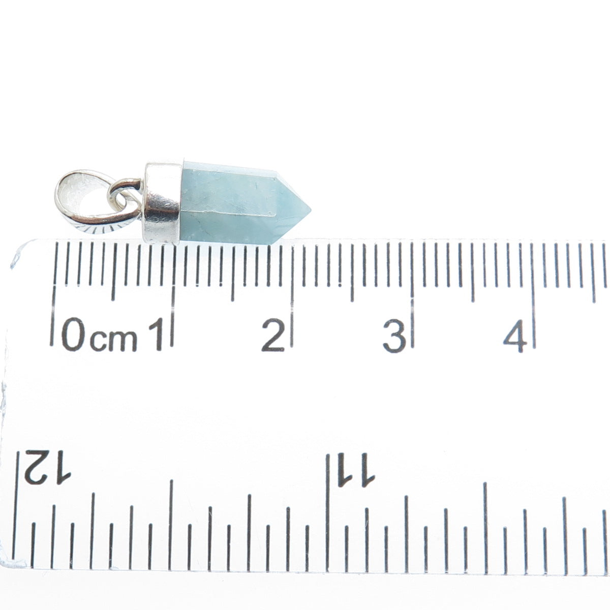 925 Sterling Silver Vintage Real Milky Aquamarine Amulet Charm Pendant
