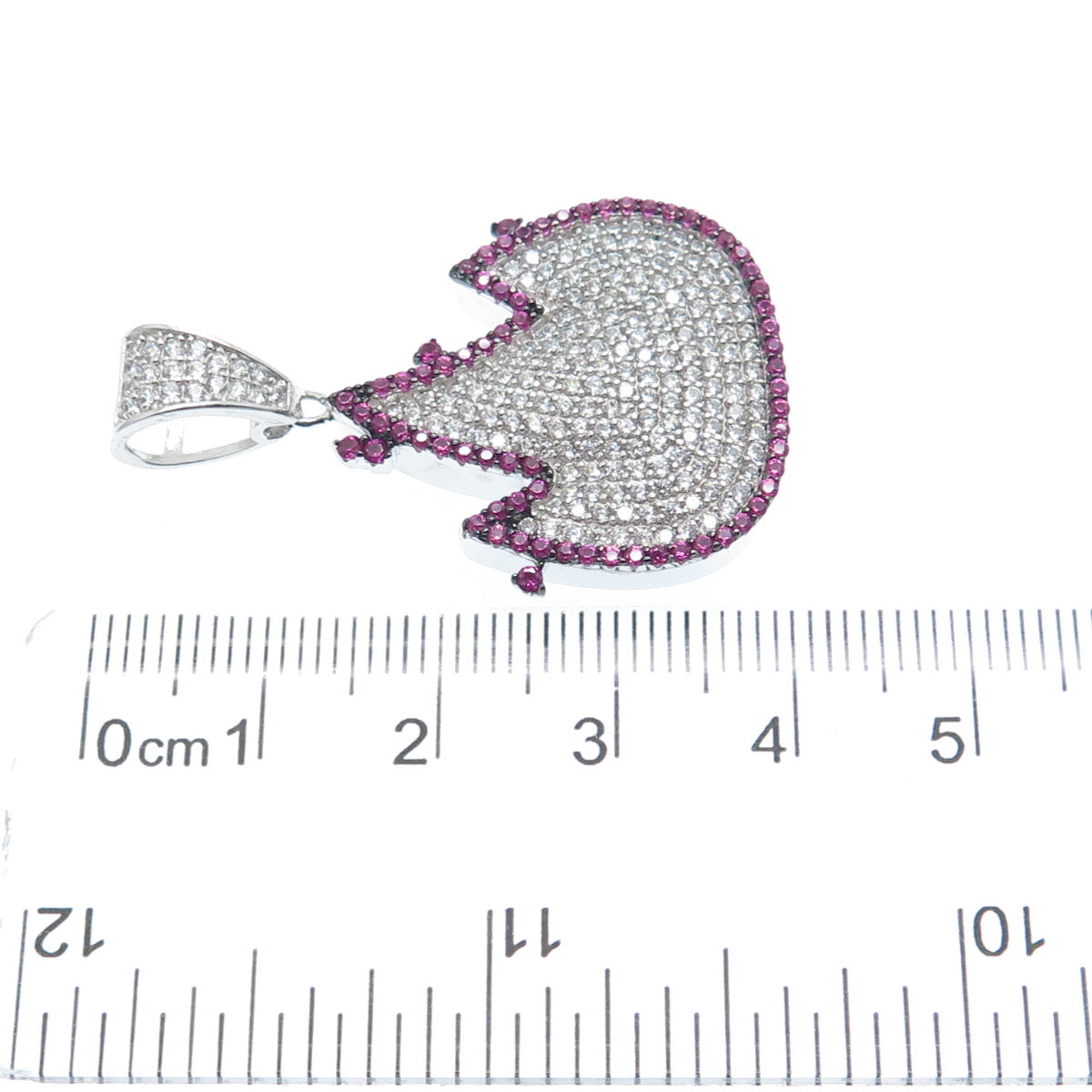 925 Sterling Silver Lab-Created Ruby & C Z Flame Charm Pendant