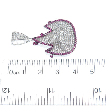 925 Sterling Silver Lab-Created Ruby & C Z Flame Charm Pendant