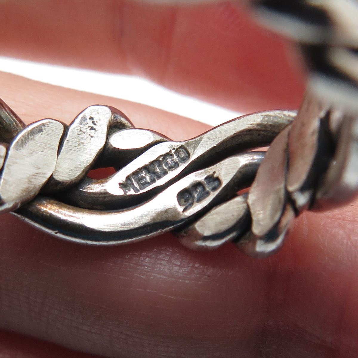925 Sterling Vintage Mexico Modernist Woven Band Ring Size 10.25