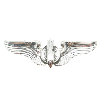 925 Sterling Silver Antique US Army Bombardier Badge Pin Brooch