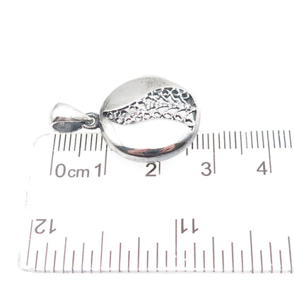 925 Sterling Silver Vintage Modernist Floral Filigree Oxidized Charm Pendant
