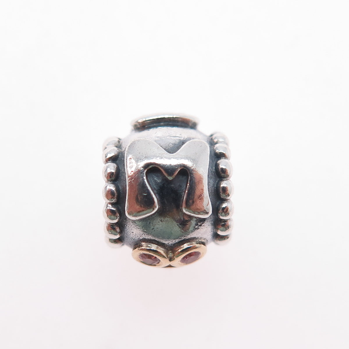PANDORA 925 Sterling Silver & Gold Swarovski Crystal Mom Slide Bead Charm