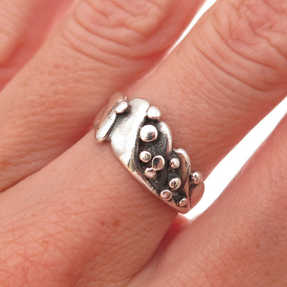 925 Sterling Silver Vintage Modernist Wavy Oxidized Ring Size 6.75
