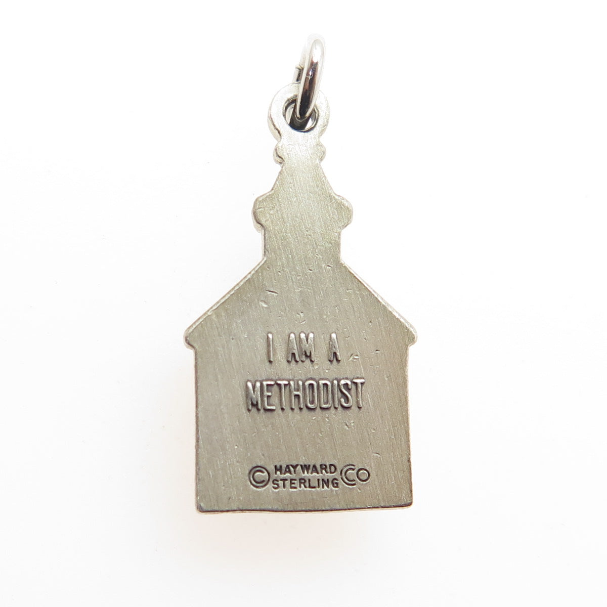 HAYWARD 925 Sterling Silver Antique "I am a Methodist" Church Religious Pendant
