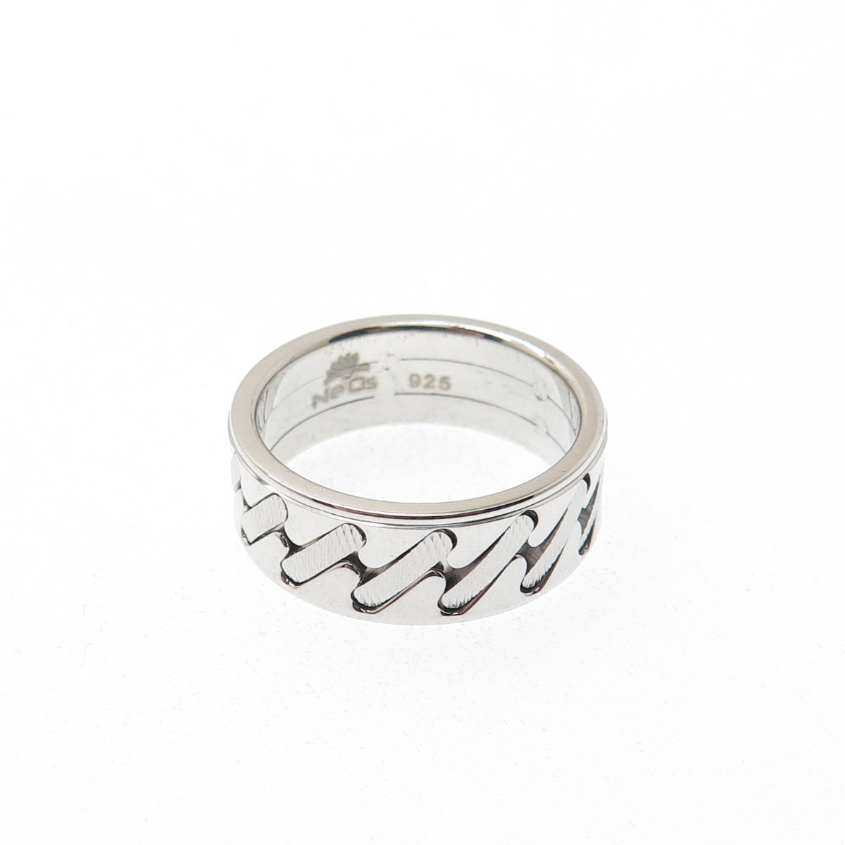 NEOS 925 Sterling Silver Textured Sewing Stitches Band Ring Size 8.75