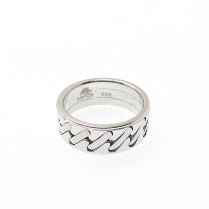 NEOS 925 Sterling Silver Textured Sewing Stitches Band Ring Size 8.75