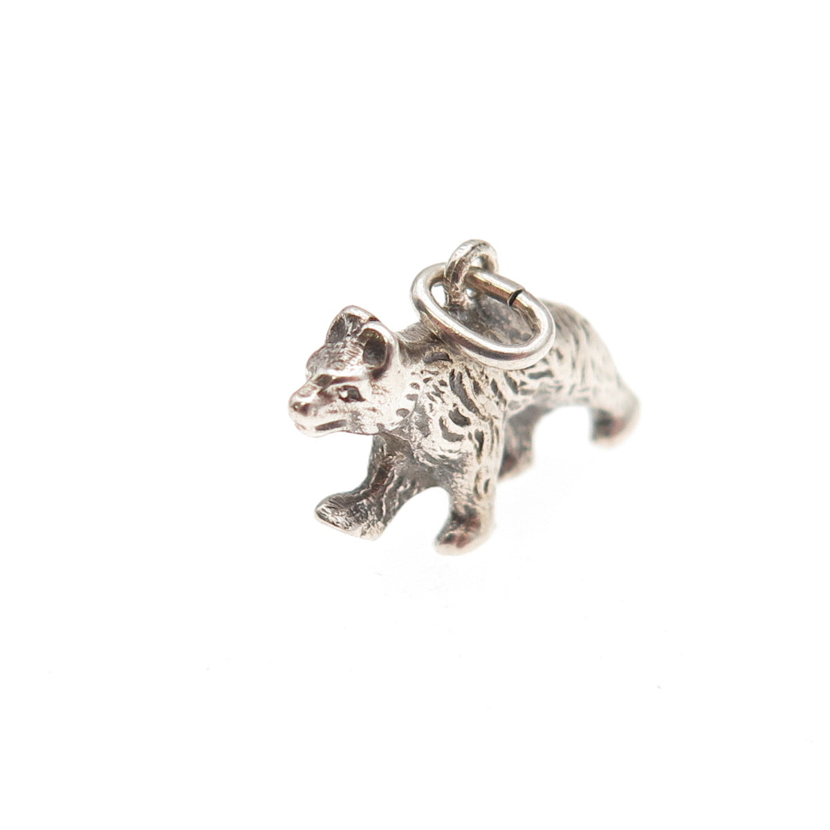 835 Silver Vintage Bear Oxidized 3D Mini Charm Pendant