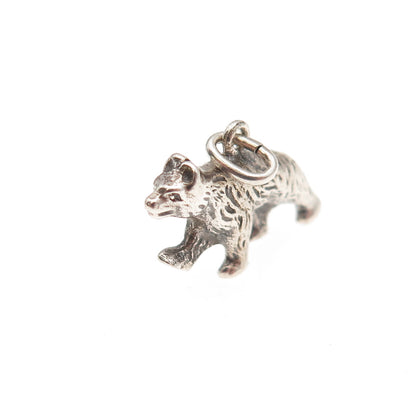 835 Silver Vintage Bear Oxidized 3D Mini Charm Pendant