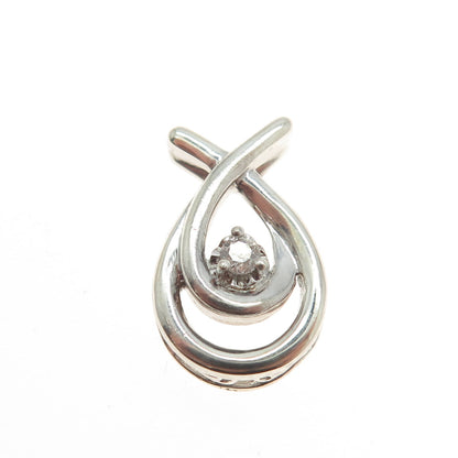 925 Sterling Silver Real Round-Cut White Diamond Hug & Love Slide Pendant