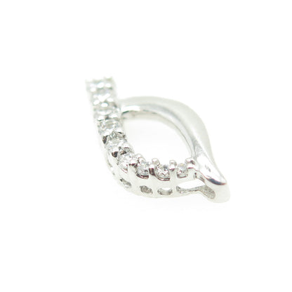 925 Sterling Silver Round-Cut C Z Wavy Pendant