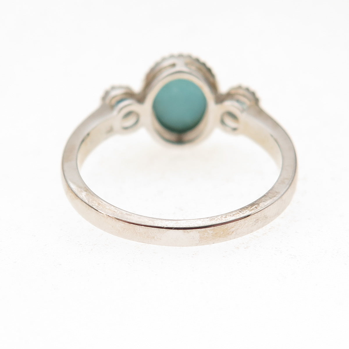 925 Sterling Silver Real Sleeping Beauty Turquoise & Aquamarine Ring Size 8.25