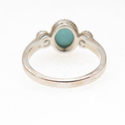 925 Sterling Silver Real Sleeping Beauty Turquoise & Aquamarine Ring Size 8.25