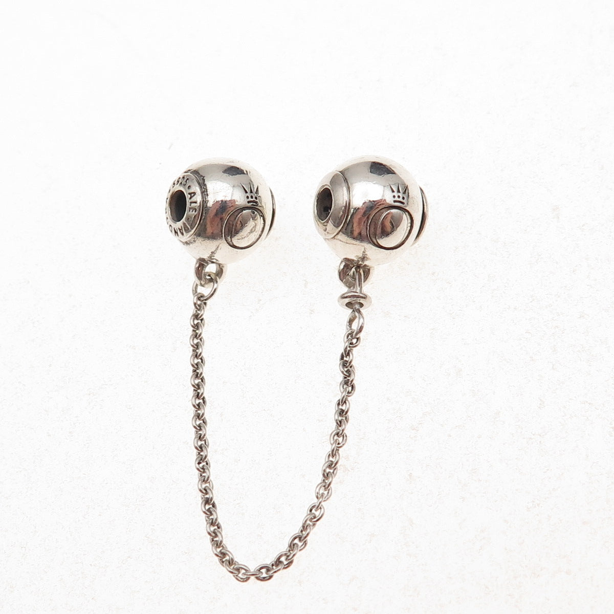 Pandora 925 Sterling Silver Signature Logo Safety Chain Slide Charm