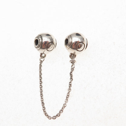 Pandora 925 Sterling Silver Signature Logo Safety Chain Slide Charm