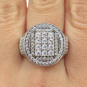 925 Sterling Silver Round-Cut Shaped C Z Domed Ring Size 11