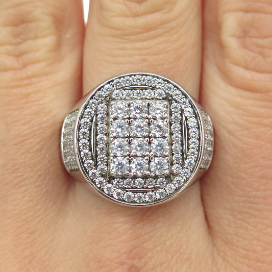 925 Sterling Silver Round-Cut Shaped C Z Domed Ring Size 11