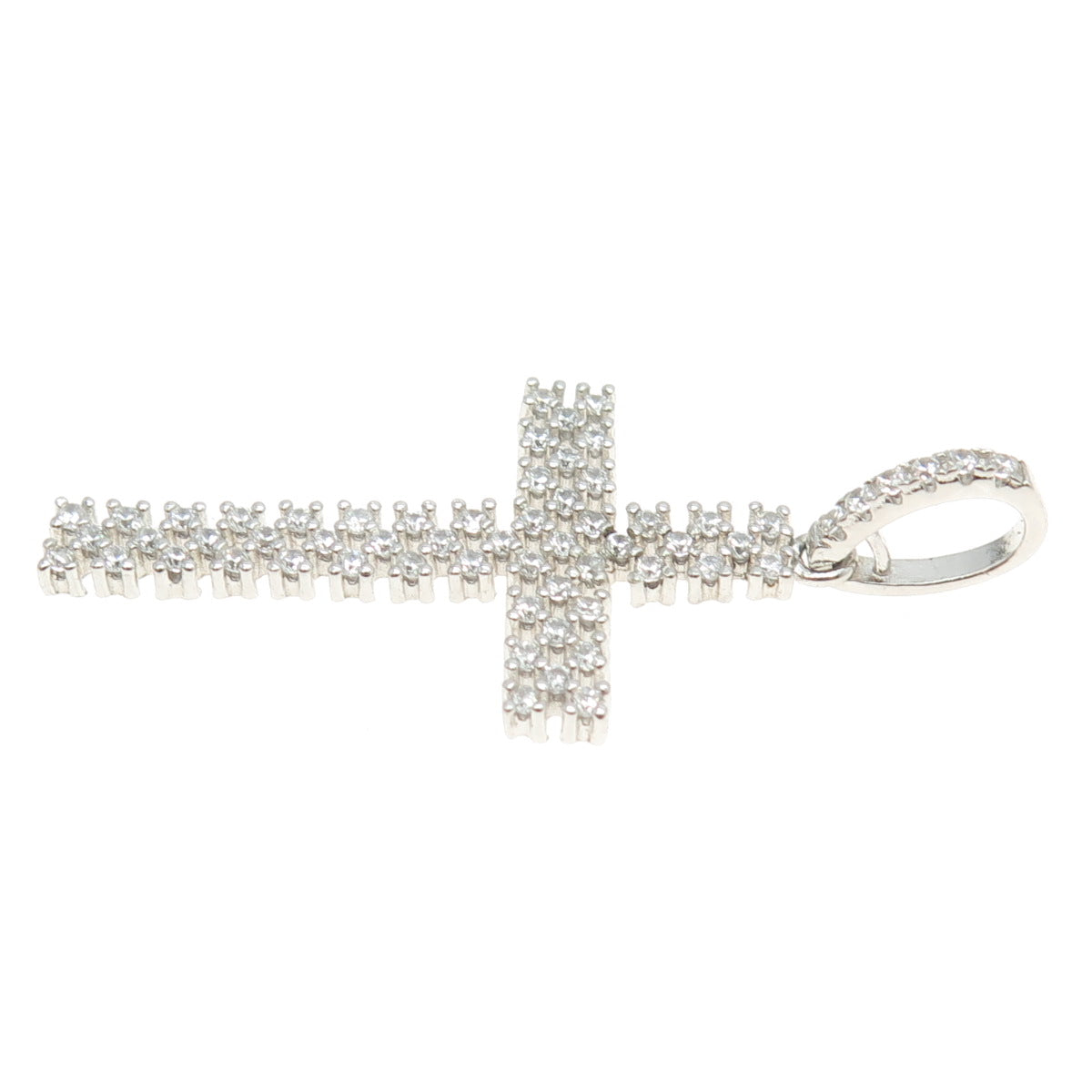 925 Sterling Silver Pave C Z Cross Pendant