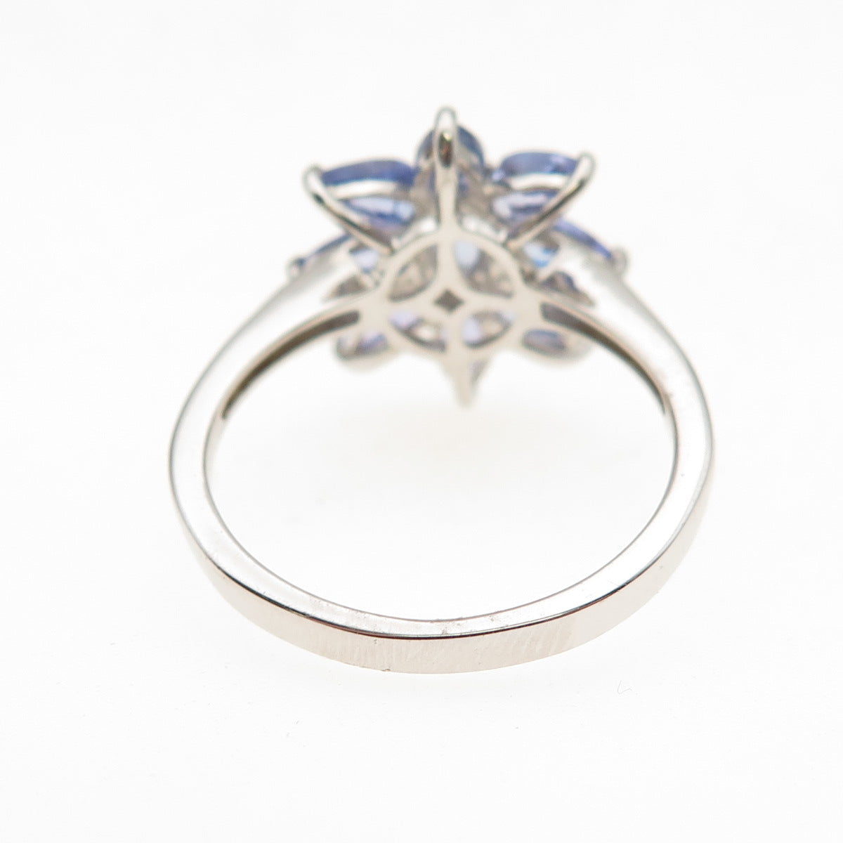 Chuck Clemency 925 Sterling Silver Real Tanzanite Floral Ring Size 8