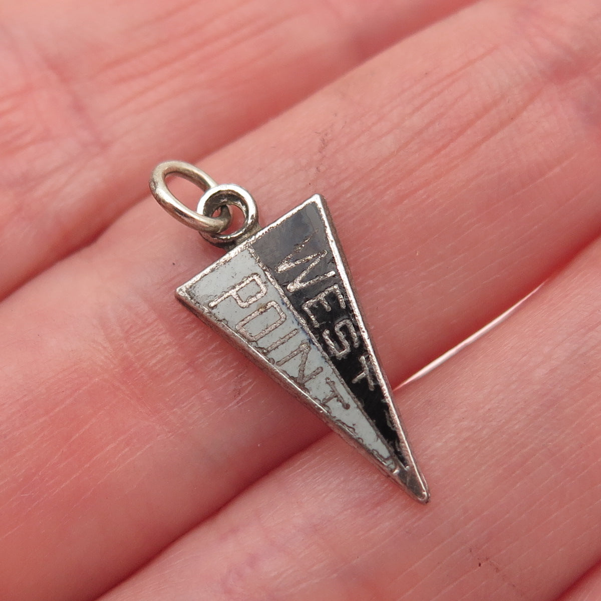 KINNEY 925 Sterling Silver Vintage Enamel West Point Mini Charm Pendant