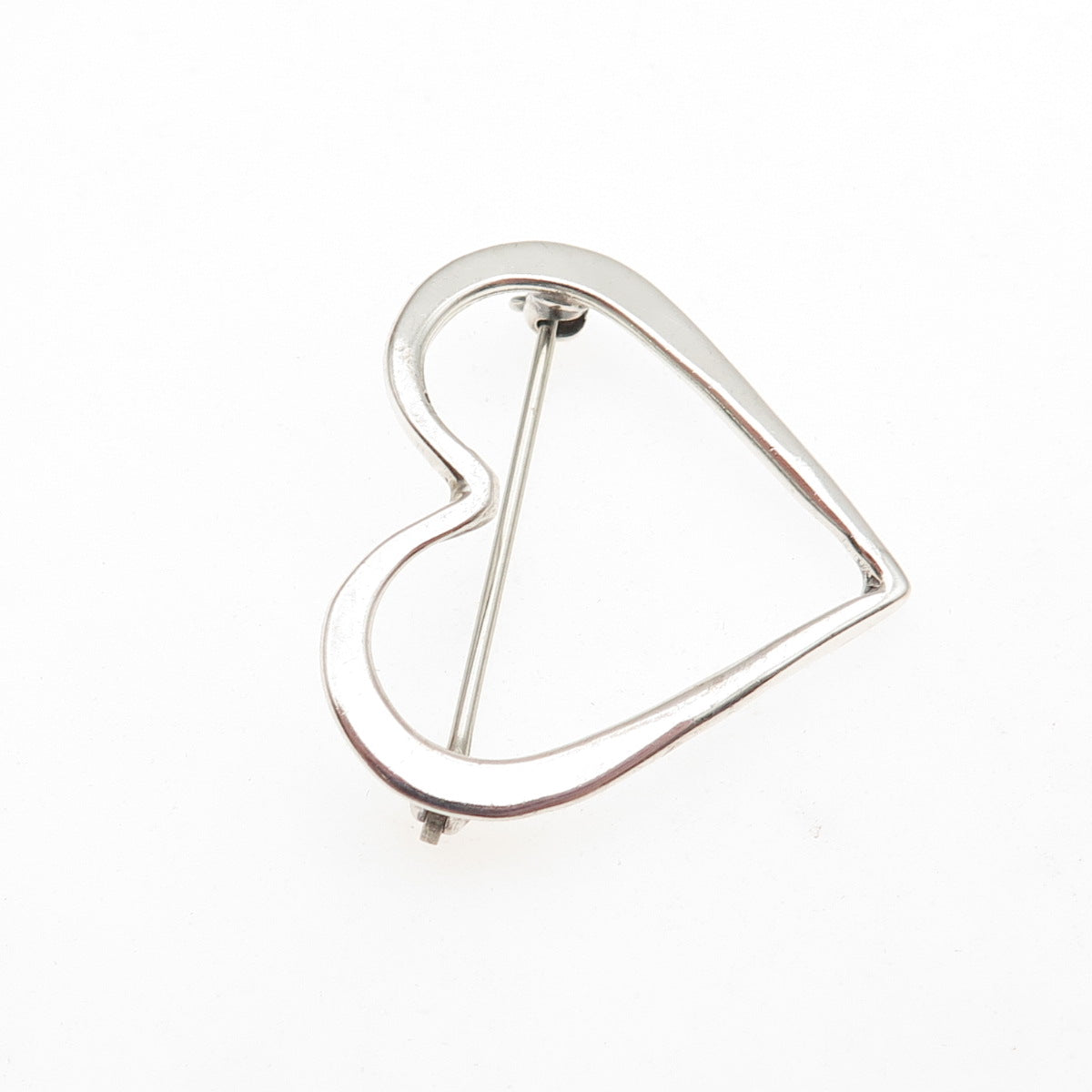 925 Sterling Silver Vintage Open Heart Pin Brooch