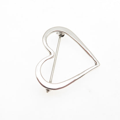 925 Sterling Silver Vintage Open Heart Pin Brooch