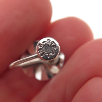 925 Sterling Silver Antique Art Deco Floral Blossom Screw Back Earrings