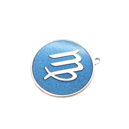 TOKEMOTI 925 Sterling Silver Blue Enamel Virgo Zodiac Minimalist Charm Pendant