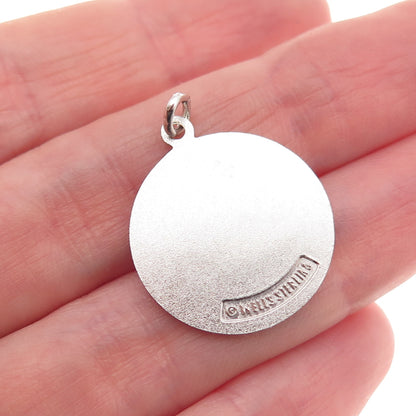 Wells 925 Sterling Silver Vintage Mother Flower Charm Pendant