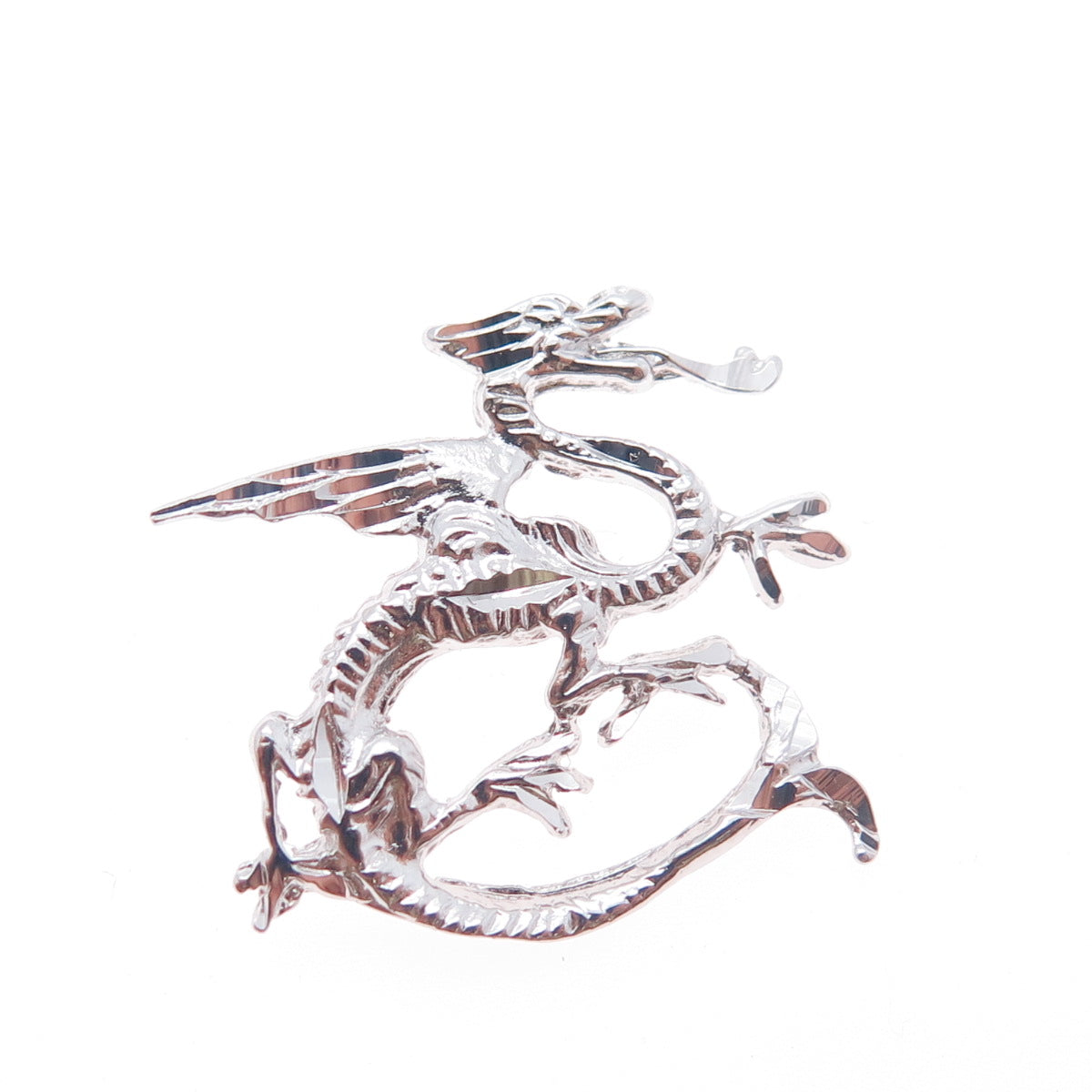 925 Sterling Silver Vintage Royal Dragon Slide Charm Pendant