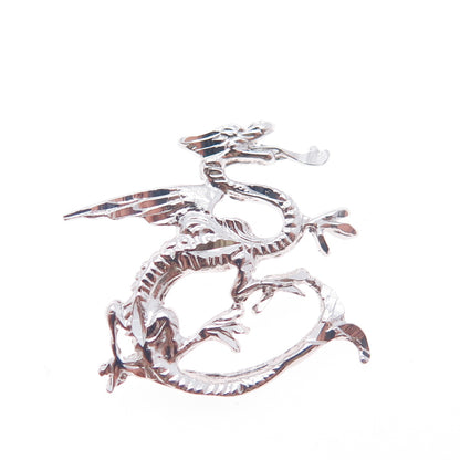 925 Sterling Silver Vintage Royal Dragon Slide Charm Pendant