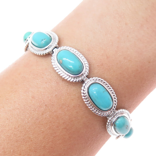 JACKSON HOLE 925 Sterling Silver Vintage Real Tyrone Turquoise Bracelet 8"