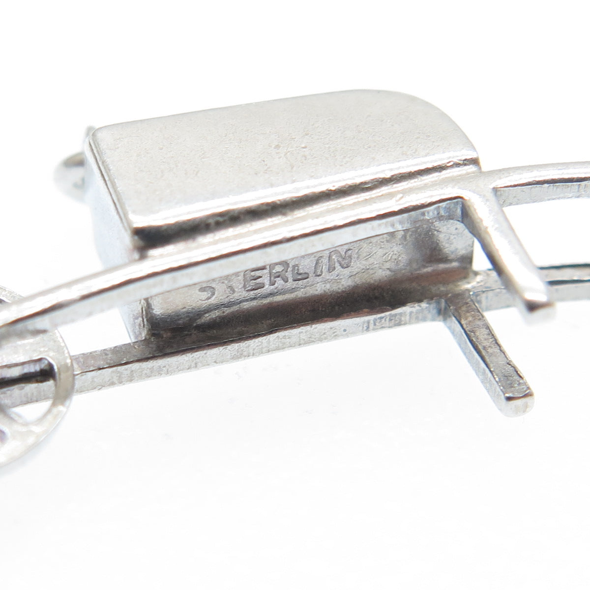 925 Sterling Silver Antique Wheelbarrow Gardening Minimalist 3D Charm Pendant