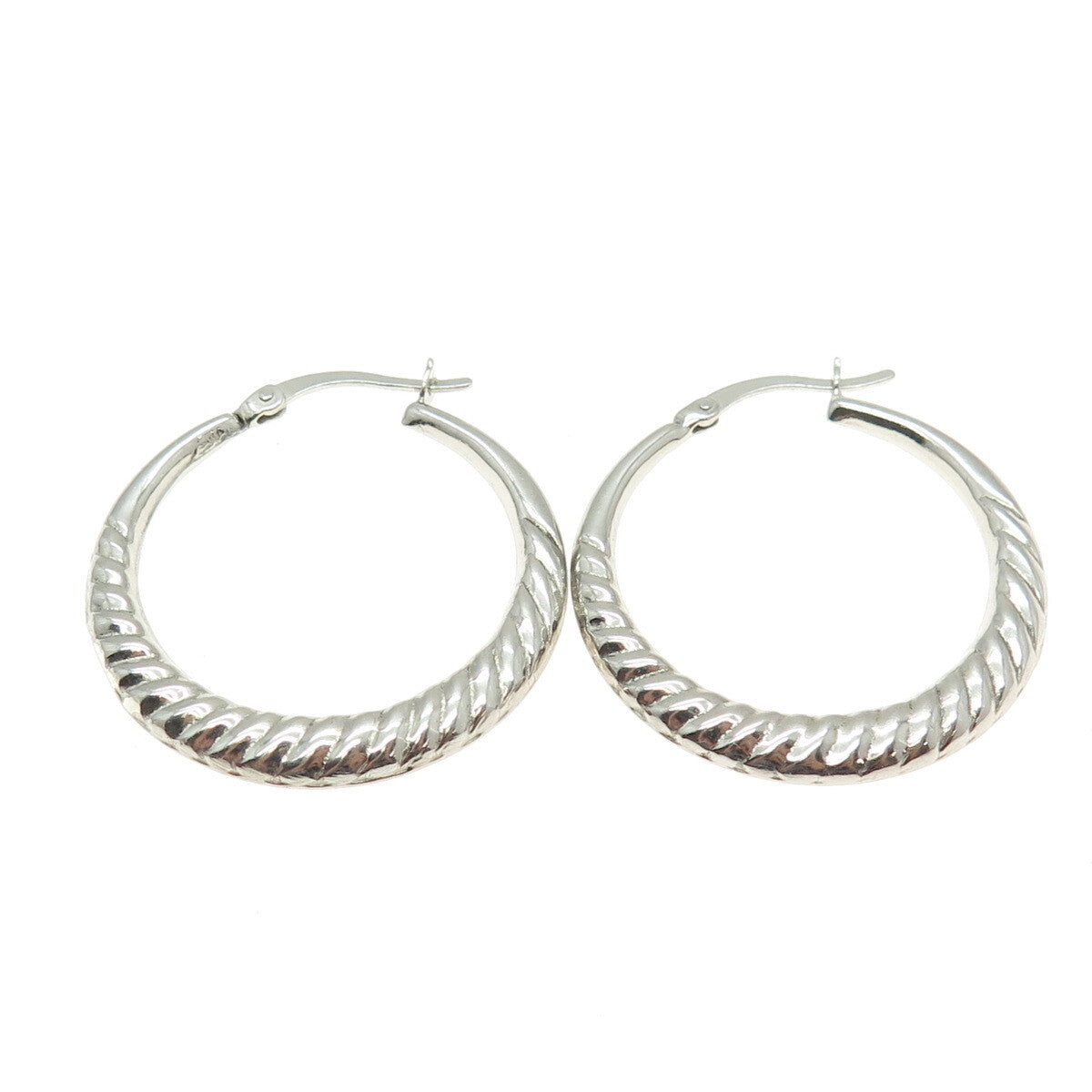 HAN 925 Sterling Silver Twisted Crescent Hoop Earrings