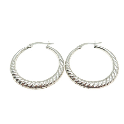 HAN 925 Sterling Silver Twisted Crescent Hoop Earrings