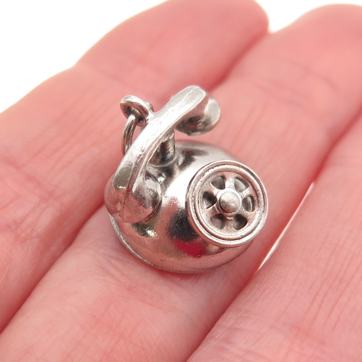 Danecraft Sterling Silver Antique Art Deco Rotary Phone 3D Mini Charm Pendant