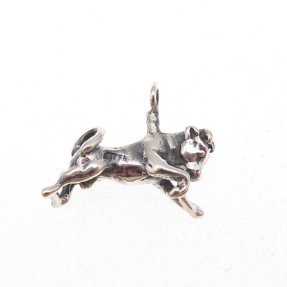 925 Sterling Silver Vintage Taurus Zodiac Sign Oxidized 3D Charm Pendant