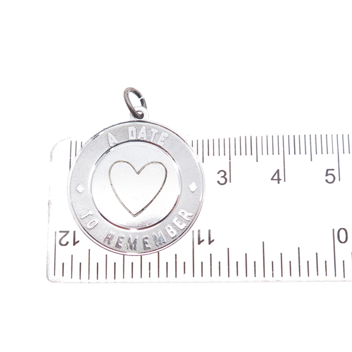 925 Sterling Silver Vintage A Date To Remember Heart Charm Pendant