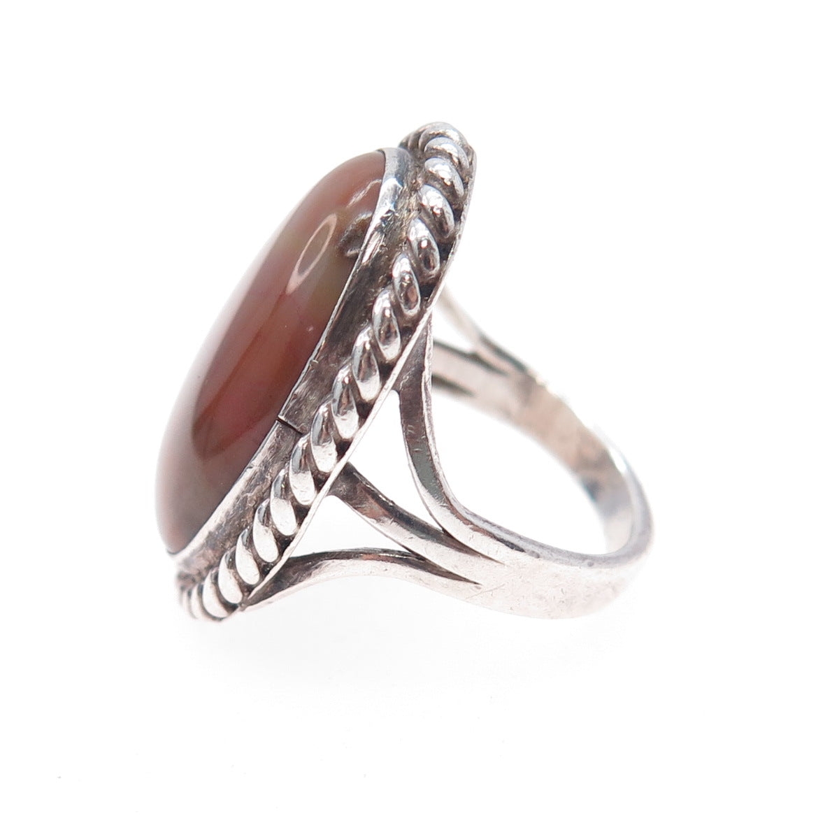 Old Pawn 925 Sterling Silver Vintage Southwestern Agate Tribal Ring Size 5