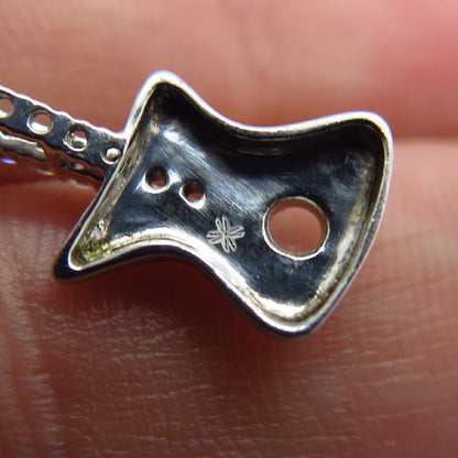 925 Sterling Silver C Z Guitar Charm Pendant