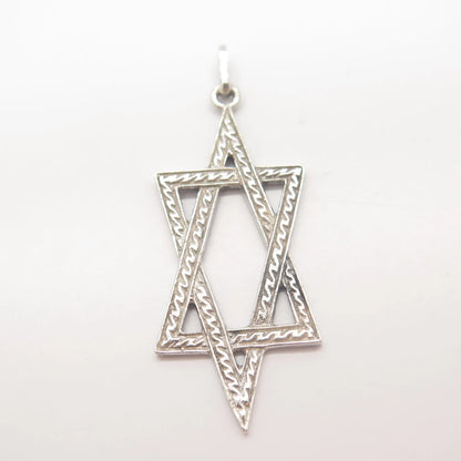 925 Sterling Silver Vintage Star of David Judaica Pendant