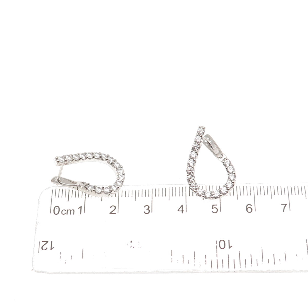 925 Sterling Silver Round-Cut C Z Twisted Teardrop Earrings
