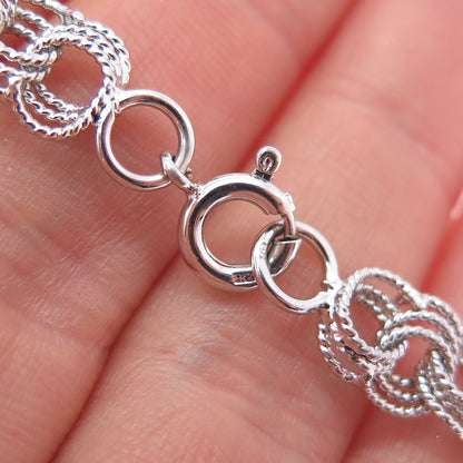 925 Sterling Silver Vintage Triple Bismark Rolo Link Bracelet 6.75"